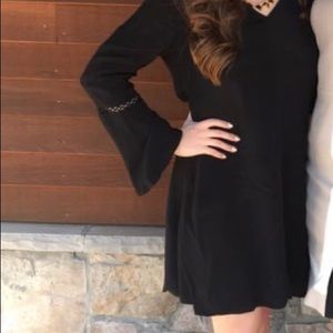 Dynamite M Dress Black Long Bell Sleeve Tie Back